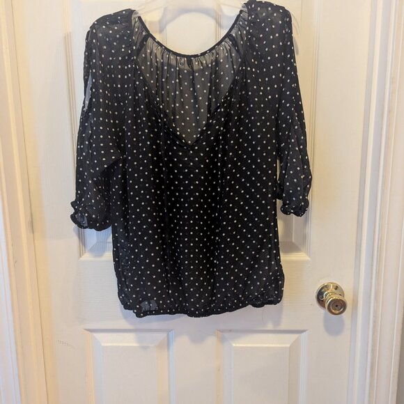 Maurices black and white polka dot top - L - Picture 3 of 5